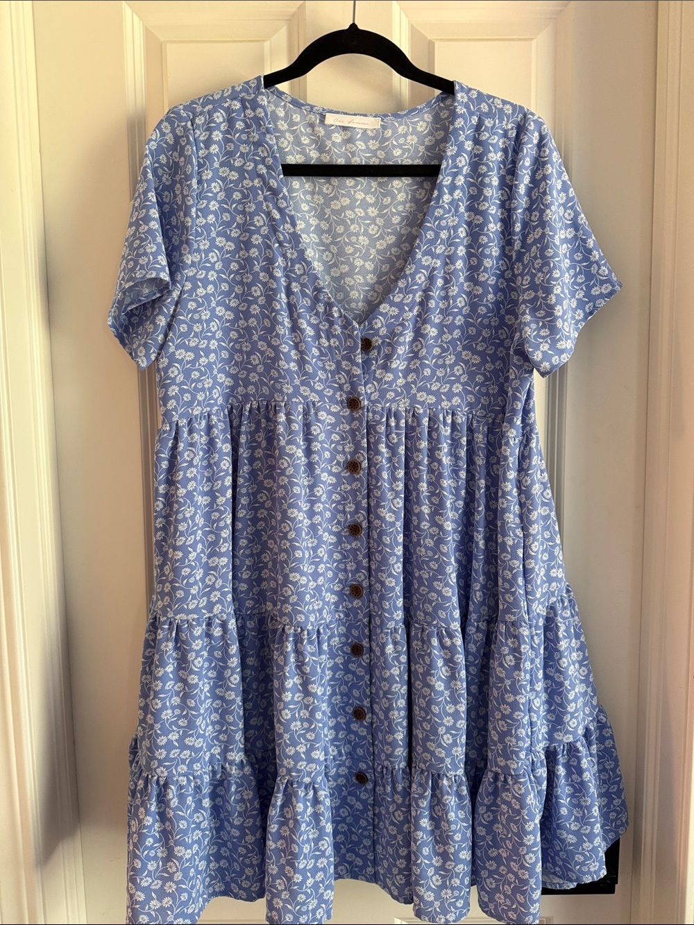 Pinkblush Light Blue Floral Button-Front Tiered Dress